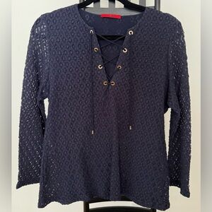 Carolina Herrera long sleeve Navy Top